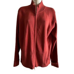 Covington ~Women’s Rust Color Zipped Sweater Jacket ~ Made in Japan ~ size L